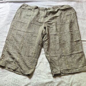 Avenue Womens Snakeskin Bermuda Shorts Size 32 Brown Linen Blend Embroidered Hem